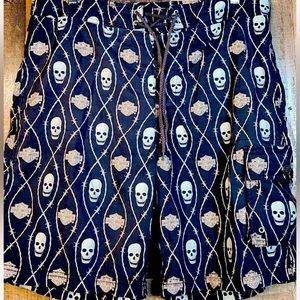 Harley-Davidson Mens Board Cargo Shorts Swim Trunks Skull Print Size 2xl